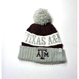 ‘47 Brand Women’s Beanie ATM Texas A&M Football Embroider Pompom Maroon White OS